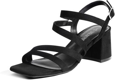 DREAM PAIRS Women's Strappy Chunky Heels Low Block Square Open Toe Sandals Dress Party Shoes in Kuwait