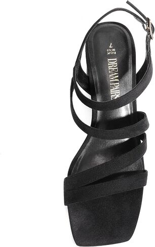 DREAM PAIRS Women's Strappy Chunky Heels Low Block Square Open Toe Sandals Dress Party Shoes in Kuwait