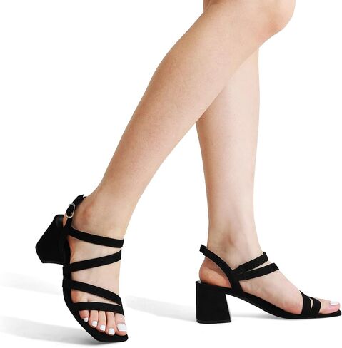 DREAM PAIRS Women's Strappy Chunky Heels Low Block Square Open Toe Sandals Dress Party Shoes in Kuwait