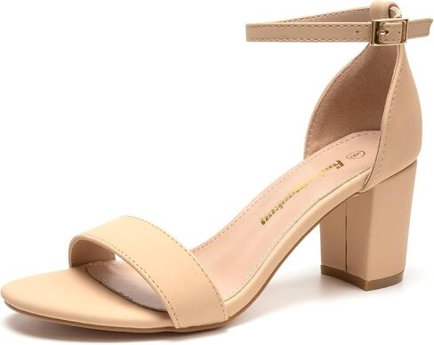 FUNKYMONKEY Women's Chunky High Heels Sandals | Two Strap Open Toe Ankle Strap Heeled Sandal,Party Wedding Strappy Buckle Sandals in Saudi Arabia