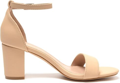 FUNKYMONKEY Women's Chunky High Heels Sandals | Two Strap Open Toe Ankle Strap Heeled Sandal,Party Wedding Strappy Buckle Sandals in Saudi Arabia