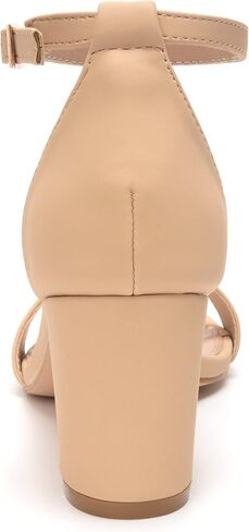 FUNKYMONKEY Women's Chunky High Heels Sandals | Two Strap Open Toe Ankle Strap Heeled Sandal,Party Wedding Strappy Buckle Sandals in Saudi Arabia