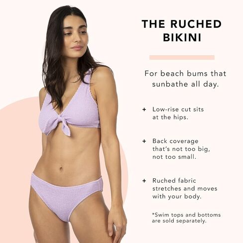 بيكيني مكشكش حيوي للنساء | الجزء السفلي من ملابس السباحة مبطن بالكامل | قصة منخفضة الارتفاع توضع على الأرداف | تغطية خلفية معتدلة in Kuwait