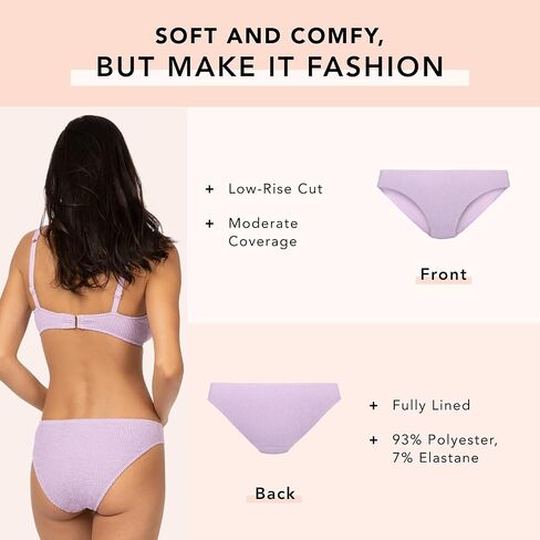 بيكيني مكشكش حيوي للنساء | الجزء السفلي من ملابس السباحة مبطن بالكامل | قصة منخفضة الارتفاع توضع على الأرداف | تغطية خلفية معتدلة in Kuwait