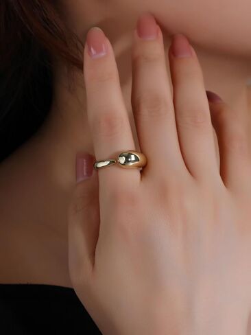 PNYFIL Gold Chunky Rings For Women, 18K Gold Rings for Women Non Tarnish, Chunky Teardrop Tarnish Free Gold Jewelry Thumb Mid Finger Statement Rings For Women Adjustable Ring Size 6/7/8/9 in Saudi Arabia