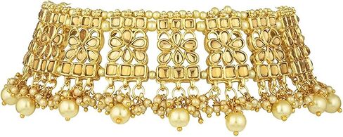 I Jewels Indian Gold Plated Traditional Kundan Choker Ethnic Bollywood Designer Jewelry Set with Earrings & Maang Tikka For Women in Kuwait