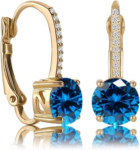 Ladies 1 Carat Diamond Pendant Earrings 18K Gold Plated Cubic Zirconia Hanging Lever Bridal Earrings Girls and Women's Fashion Jewelry in Kuwait