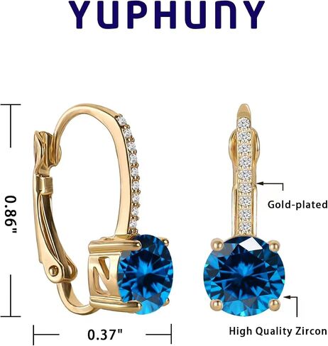 Ladies 1 Carat Diamond Pendant Earrings 18K Gold Plated Cubic Zirconia Hanging Lever Bridal Earrings Girls and Women's Fashion Jewelry in Kuwait
