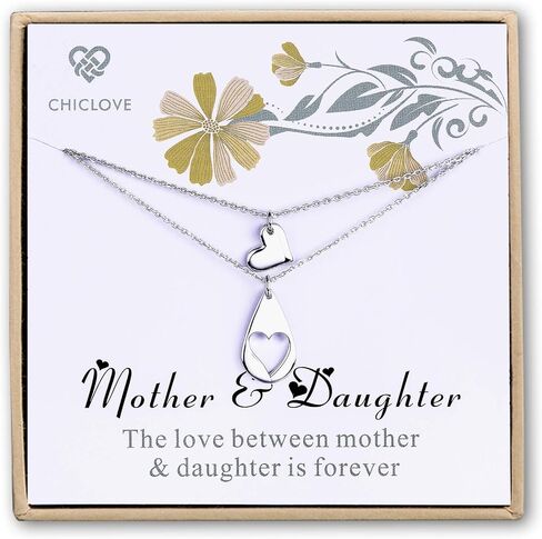 CHICLOVE Mother Daughter Jewelry Sets for Two, Cutout Heart Necklaces, 2 Sterling Silver Necklaces in Saudi Arabia