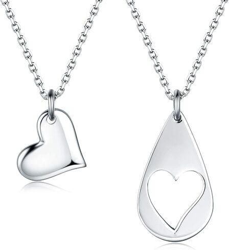 CHICLOVE Mother Daughter Jewelry Sets for Two, Cutout Heart Necklaces, 2 Sterling Silver Necklaces in Saudi Arabia