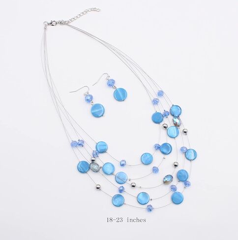 Jules D. Multi Layered Shell Illusion Necklace Earring Set Colorful Chunky Beads Necklace for Women Gifts in Saudi Arabia