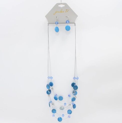 Jules D. Multi Layered Shell Illusion Necklace Earring Set Colorful Chunky Beads Necklace for Women Gifts in Saudi Arabia