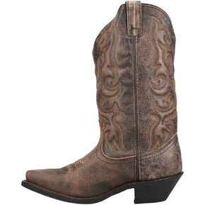 Laredo Womens Access Embroidered Snip Toe Pull On Casual Boots Knee High Low Heel 1-2" - Brown in Saudi Arabia
