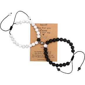 JoycuFF Matching Couple Bracelets For Men Women Him Or Her Boyfriend And Girlfriend Connecting Love Bracelets Gifts For Valentine's Day Anniversary Birthday Christmas Beaded Jewelry