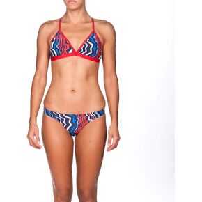 Arena Women's Zig Zag MaxLife Tie Back Top, Navy-Red, 32 in Saudi Arabia