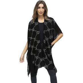 Jessica McClintock Beach Cover Up Swimsuit Sheer Kimono Ruana Shawl Scarf Wrap