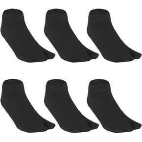 UBUMO Women's Solid 2 Toe Flip Flop Tabi Socks Geta Ankle Cotton 5/6 Pairs