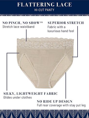 Vanity Fair Women's Flattering Lace Panties: Lightweight & Silky with Superior Stretch, Toasted Coconut, 6 in Saudi Arabia