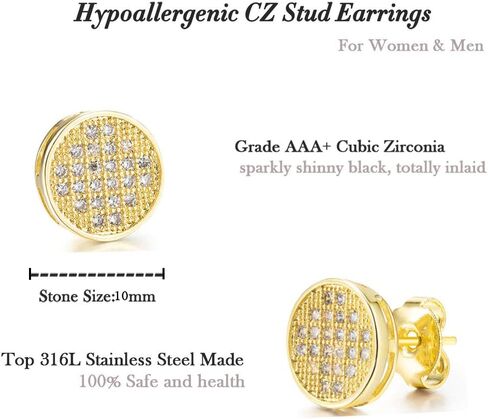 Tarsus Hypoallergenic Square Stud Earrings Diamond 316L Stainless Steel Nickel Free Jewelry Gifts for Sensitive Ears Men Guys Boys in Saudi Arabia