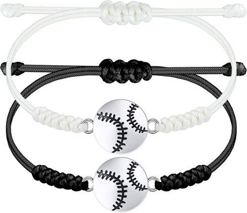 SmileBelle 2pcs Sports Braided Bracelet for Boy Girl Football Baseball Volleyball Basketball Soccer Baseball Bracelet Gift in Kuwait