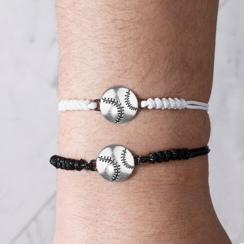 SmileBelle 2pcs Sports Braided Bracelet for Boy Girl Football Baseball Volleyball Basketball Soccer Baseball Bracelet Gift in Kuwait