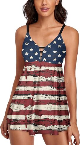 Womens Tummy Control Swimderss Two Piece Tankini Swimsuits Bikini Bathing Suits Tank Top with Boyshorts Swimwear in Kuwait