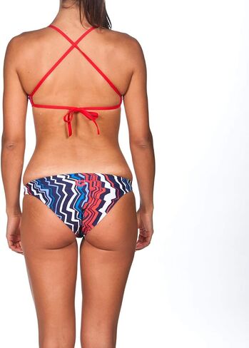 Arena Women's Zig Zag MaxLife Tie Back Top, Navy-Red, 32 in Saudi Arabia