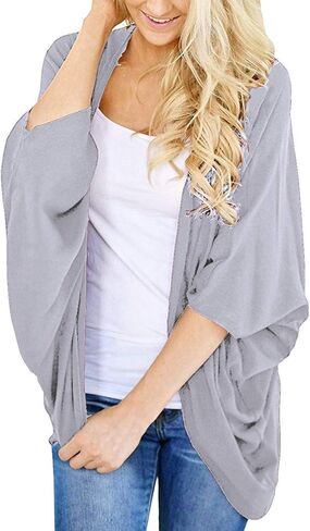 BB&KK Women's Cotton Lightweight Kimono Cardigans 3/4 Batwing Sleeve Solid Colors in Kuwait