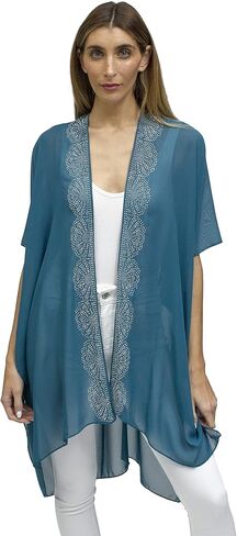Jessica McClintock Beach Cover Up Swimsuit Sheer Kimono Ruana Shawl Scarf Wrap in Kuwait