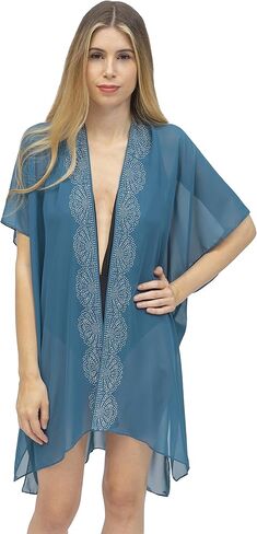 Jessica McClintock Beach Cover Up Swimsuit Sheer Kimono Ruana Shawl Scarf Wrap in Kuwait