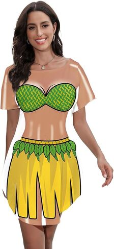 Women's Cute Bikini Printed T Shirt Dress Short Sleeve Baggy Shirt Beach Fun Swimwear Cover Up Dress in Kuwait