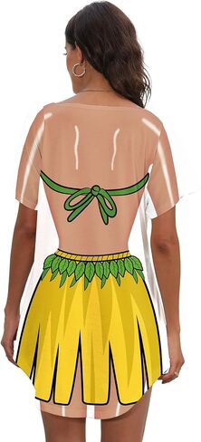 Women's Cute Bikini Printed T Shirt Dress Short Sleeve Baggy Shirt Beach Fun Swimwear Cover Up Dress in Kuwait