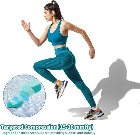 BUDERMMY Womens Ankle Compression Socks with Arch Support Athletic Low cut Running Socks for Women Workout Cushion 5 Pairs in Saudi Arabia