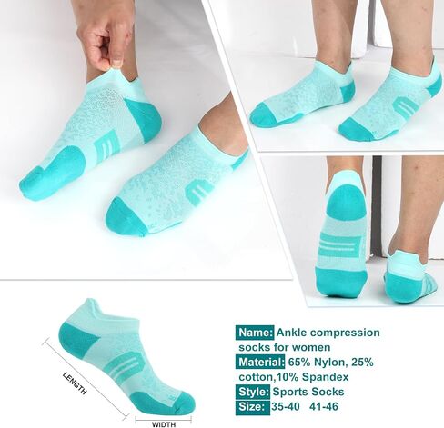 BUDERMMY Womens Ankle Compression Socks with Arch Support Athletic Low cut Running Socks for Women Workout Cushion 5 Pairs in Saudi Arabia
