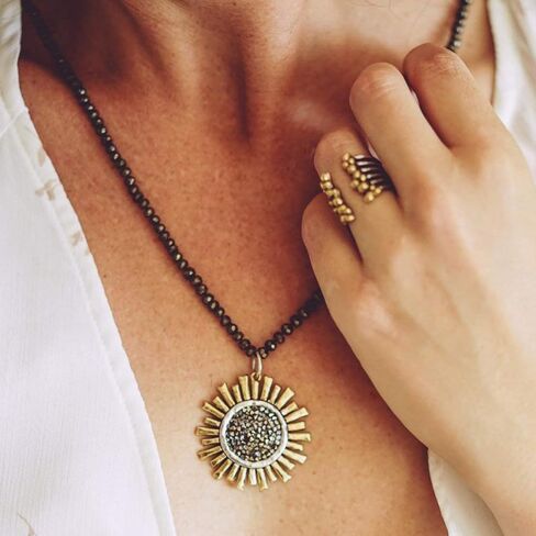 قلادة شمسية من Waxing Poetic Be The Light من الفضة الاسترليني والنحاس الأصفر وكريستال سواروفسكي in Kuwait