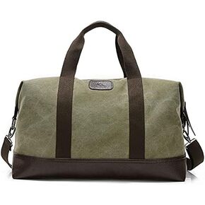 Sunshinejing Classic Weekender Overnight Duffel Bag Canvas Leather Carry on Travel Tote (Black) in Saudi Arabia