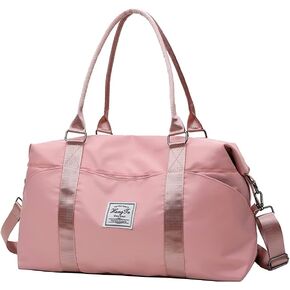 KARRESLY Travel Duffel Bag for Women,Shoulder Weekender Overnight Bag Sports Gym Tote Bag,Waterproof（Beige）