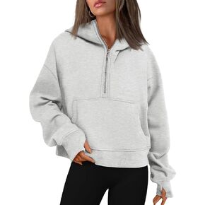 Trendy Queen Womens Hoodies Quarter Zip Pullover Oversized Sweatshirts Half Zip Pullover With Pockets Fall Clothes