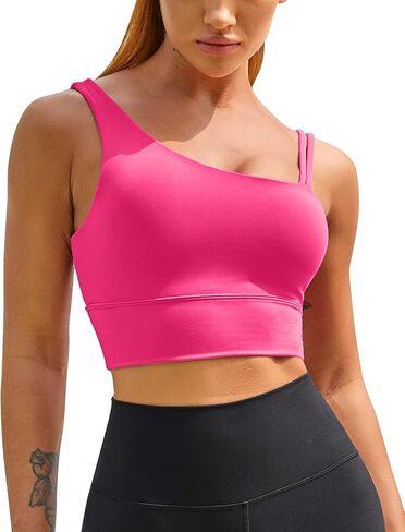 MELYUM Womens Long Line Sports Bra One Strap Workout Crop Tank Tops Supportive Yoga Open Back Asymmetrical Activewear in Kuwait