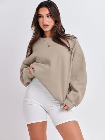 ANRABESS البلوز المتضخم للنساء الصوف كم طويل Crewneck بلوزة كاجوال خريف 2023 الملابس العصرية in Kuwait