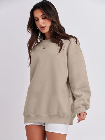 ANRABESS البلوز المتضخم للنساء الصوف كم طويل Crewneck بلوزة كاجوال خريف 2023 الملابس العصرية in Kuwait