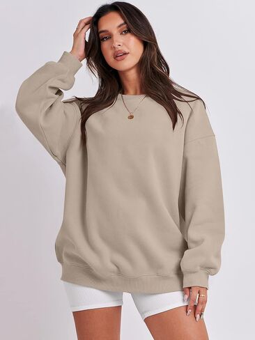 ANRABESS البلوز المتضخم للنساء الصوف كم طويل Crewneck بلوزة كاجوال خريف 2023 الملابس العصرية in Kuwait