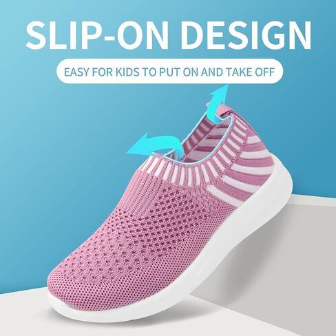 Apawwa Boys Girls Sneakers Kids Lightweight Slip On Running Shoes Pink/Blue/Navy/Black Walking Shoes Breathable Tennis Shoes for Toddler/Little Kids/Big Kids in Kuwait