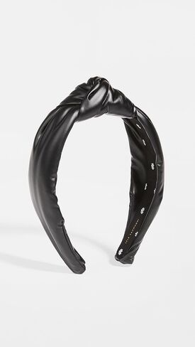 Lele Sadoughi Women's Faux Leather Knotted Headband, Black Leather, One Size in Kuwait