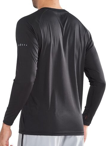 NORTHYARD Men's UPF 50+ Shirts UV Rash Guard Long Sleeve Sun Protection Swim Hoodie Shirt Lightweight for Hiking Running Black 2XL in Saudi Arabia