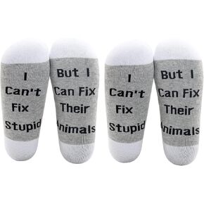 LEVLO Veterinarian Gifts I Can't Fix Stupid But I Can Fix Their Animals Socks Medical Veterinary Practitioner Vet Gift in Kuwait