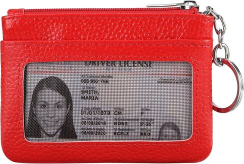 Women Genuine Leather Keychain Zipper Change Wallet Small Mini Pocket Size Coin Purse in Kuwait