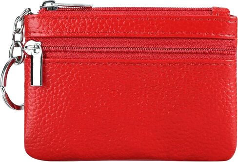 Women Genuine Leather Keychain Zipper Change Wallet Small Mini Pocket Size Coin Purse in Kuwait