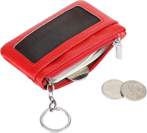 Women Genuine Leather Keychain Zipper Change Wallet Small Mini Pocket Size Coin Purse in Kuwait