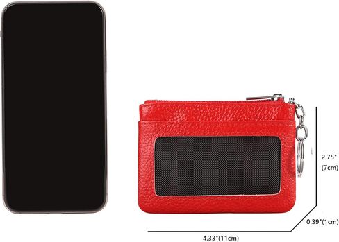 Women Genuine Leather Keychain Zipper Change Wallet Small Mini Pocket Size Coin Purse in Kuwait